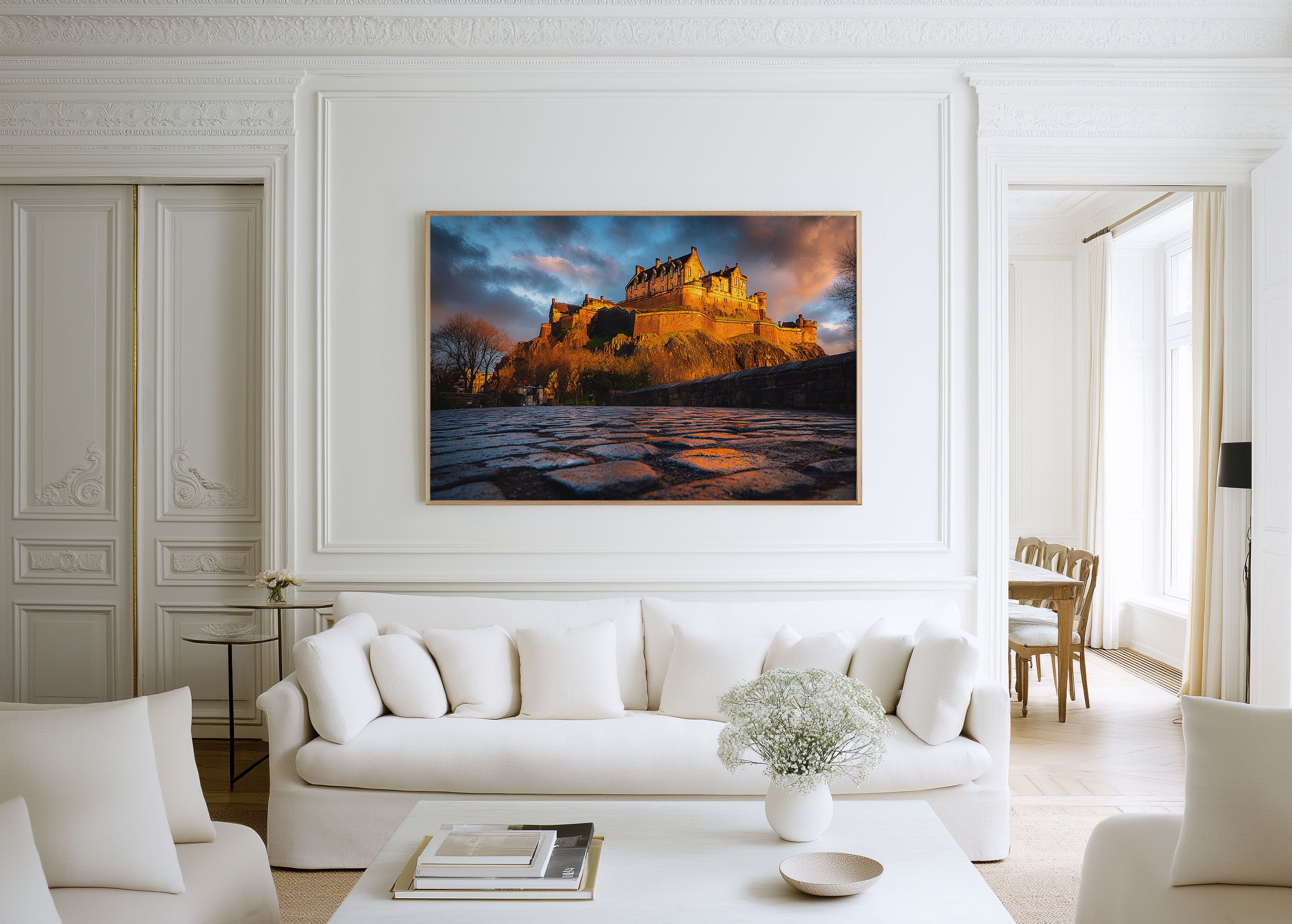 Edinburgh Castle Golden Hour Wall Art Print – Scotland Historic Canvas