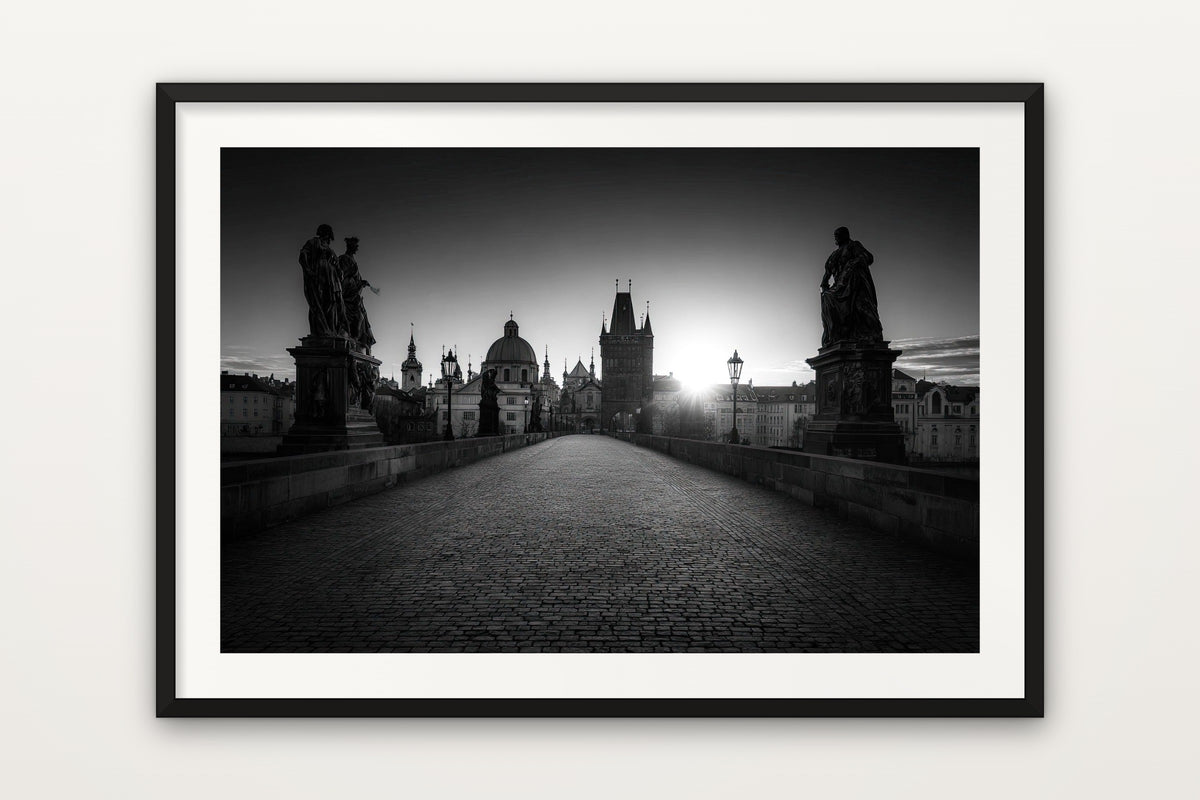 Charles Bridge wall art print – Prague's Charles Bridge in black and white, Czech Republic