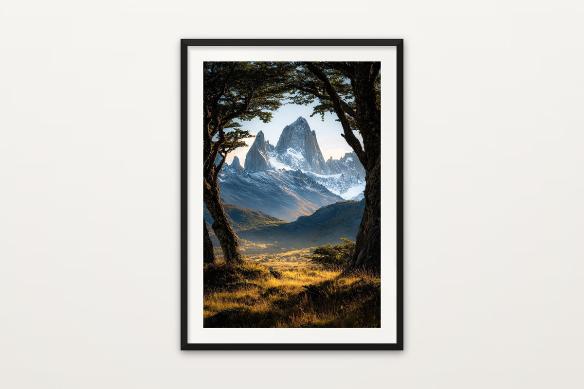 Fitz Roy Through Lenga wall art print – Mount Fitz Roy through lenga trees, Patagonia