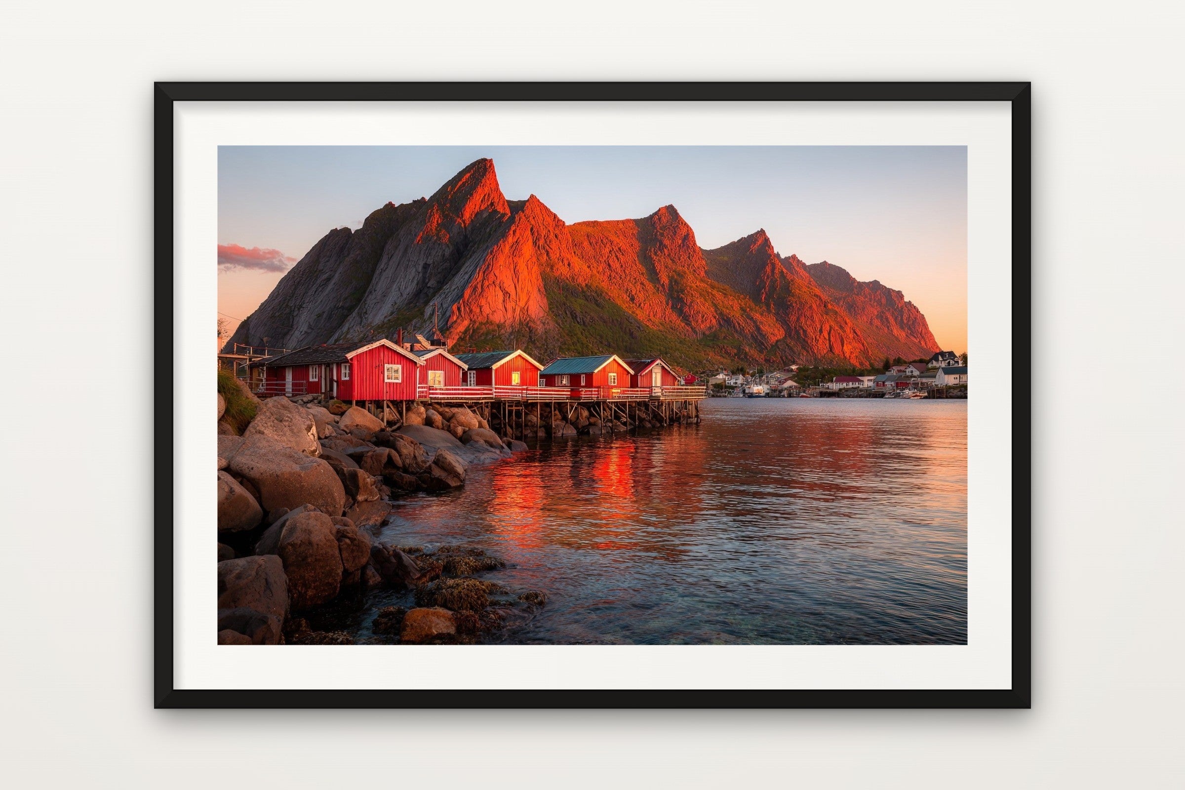 Red Cabins at Sunset