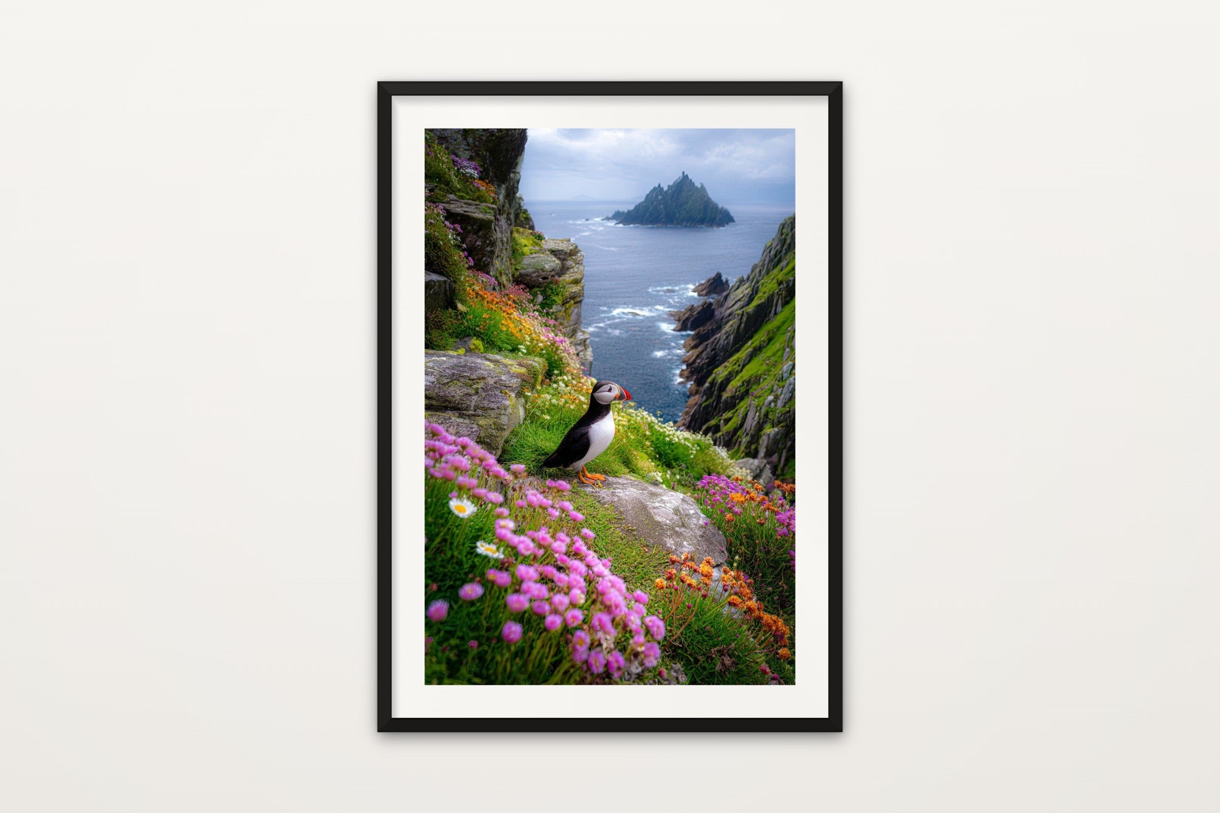 Puffin in the Flowers