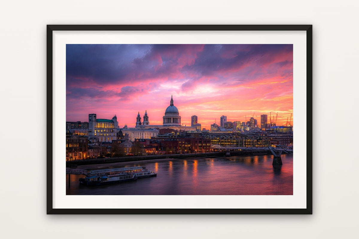 St Paul’s at Sunset wall art print – St Paul's Cathedral and the London skyline at sunset