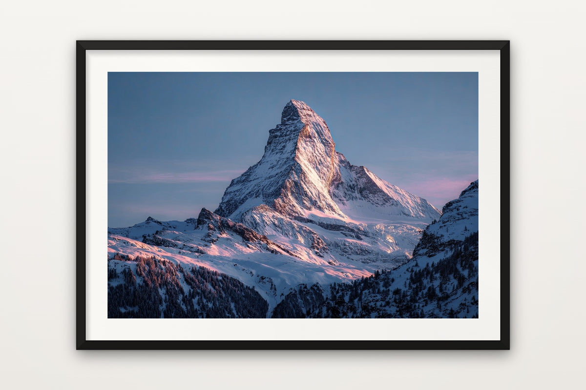 Matterhorn Alpenglow wall art print – Winter alpenglow on the Matterhorn at sunrise, Switzerland