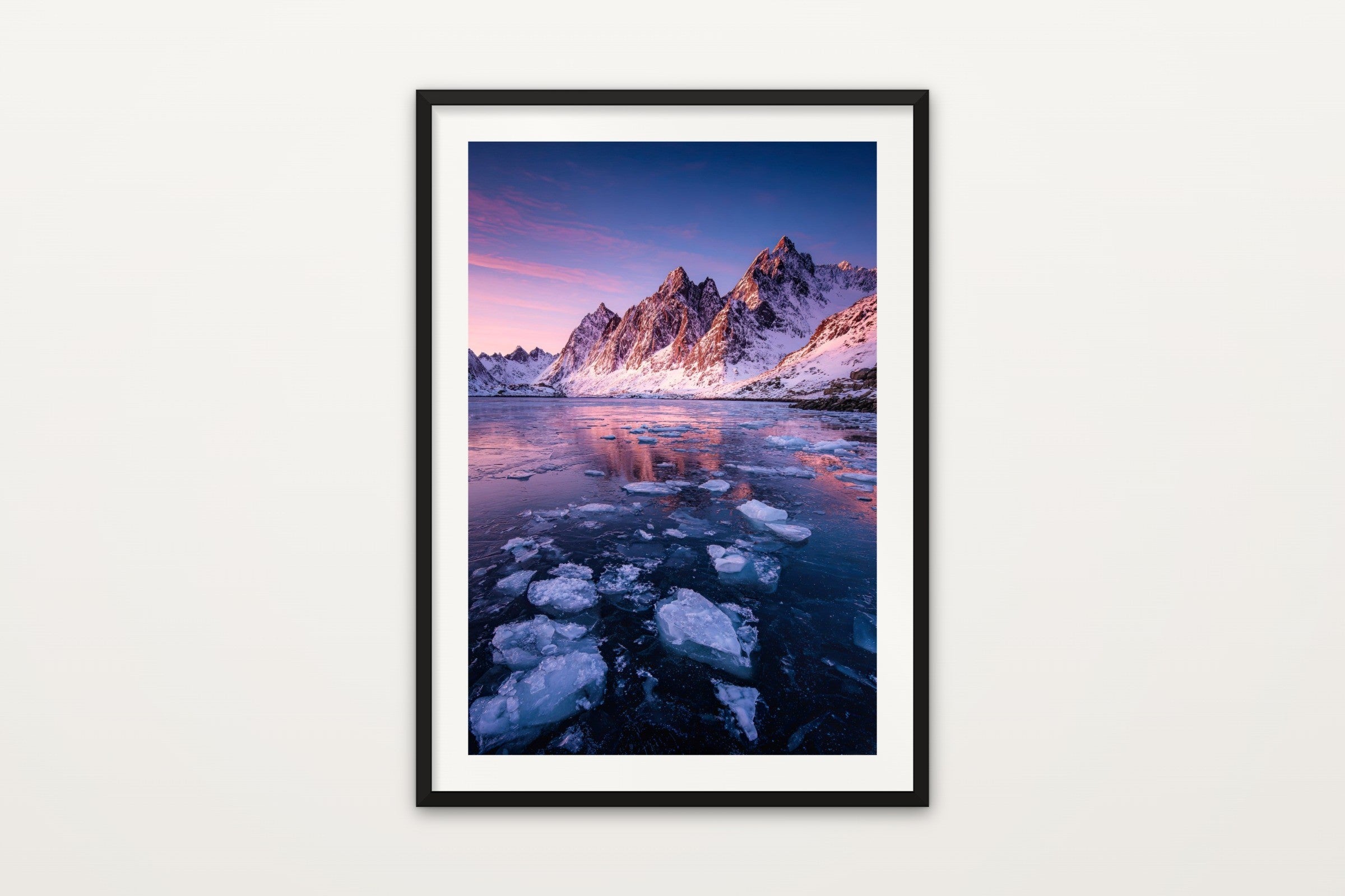 Frozen Fjord at Sunset