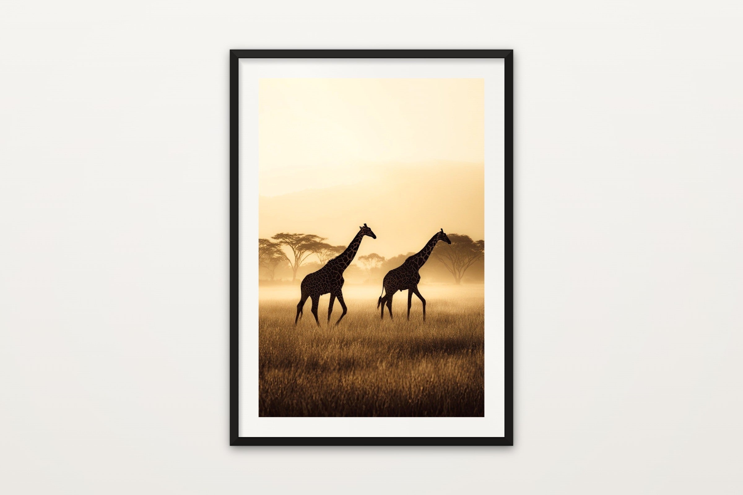 Giraffes in Morning Mist