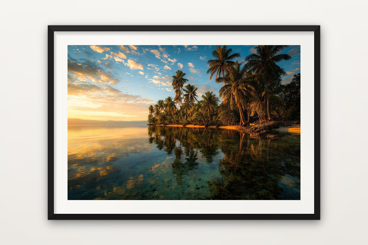 Solomon Islands Lagoon wall art print – A palm-fringed tropical lagoon in the Solomon Islands