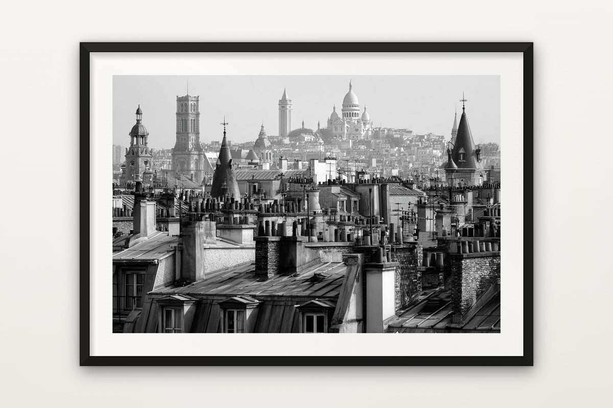 Paris Rooftops wall art print – Paris rooftops and skyline in black and white