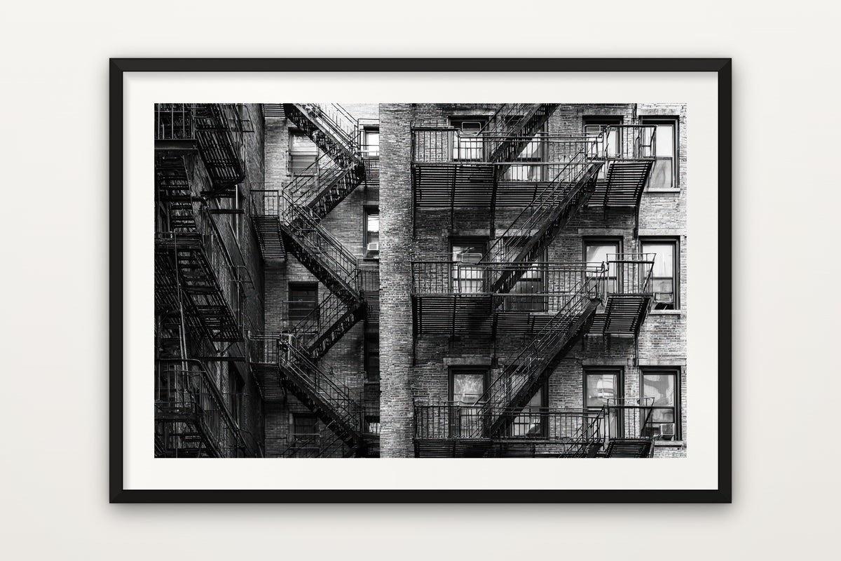 New York Fire Escape wall art print – A New York fire escape in black and white