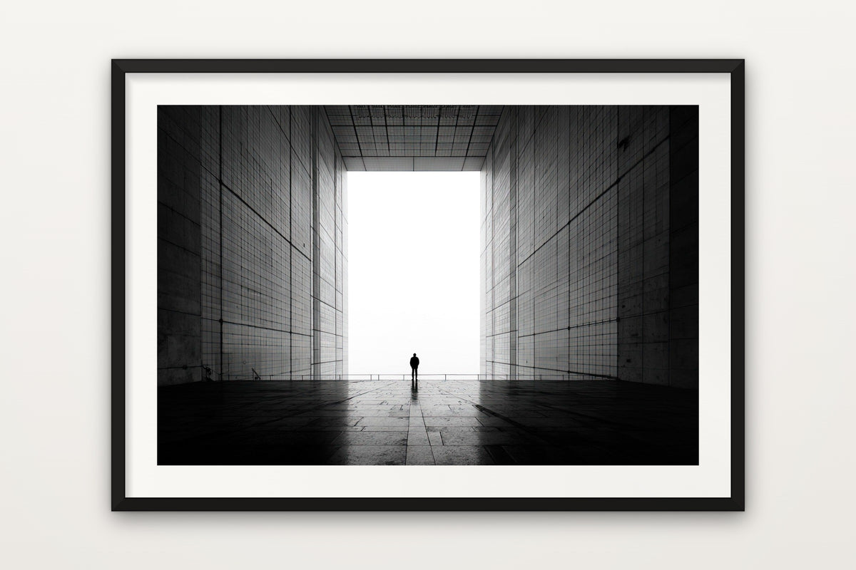 Grande Arche wall art print – The Grande Arche de la Défense in minimalist black and white, Paris