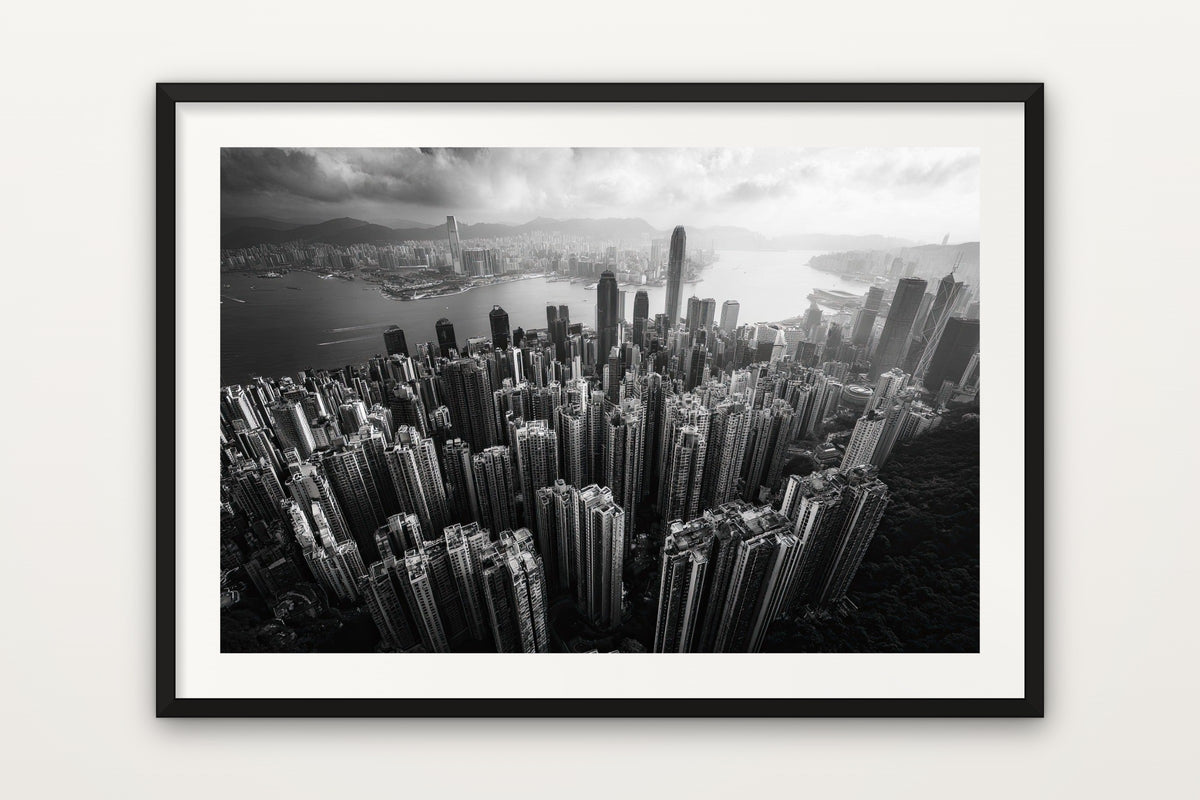 Hong Kong Skyline wall art print – The Hong Kong skyline in black and white